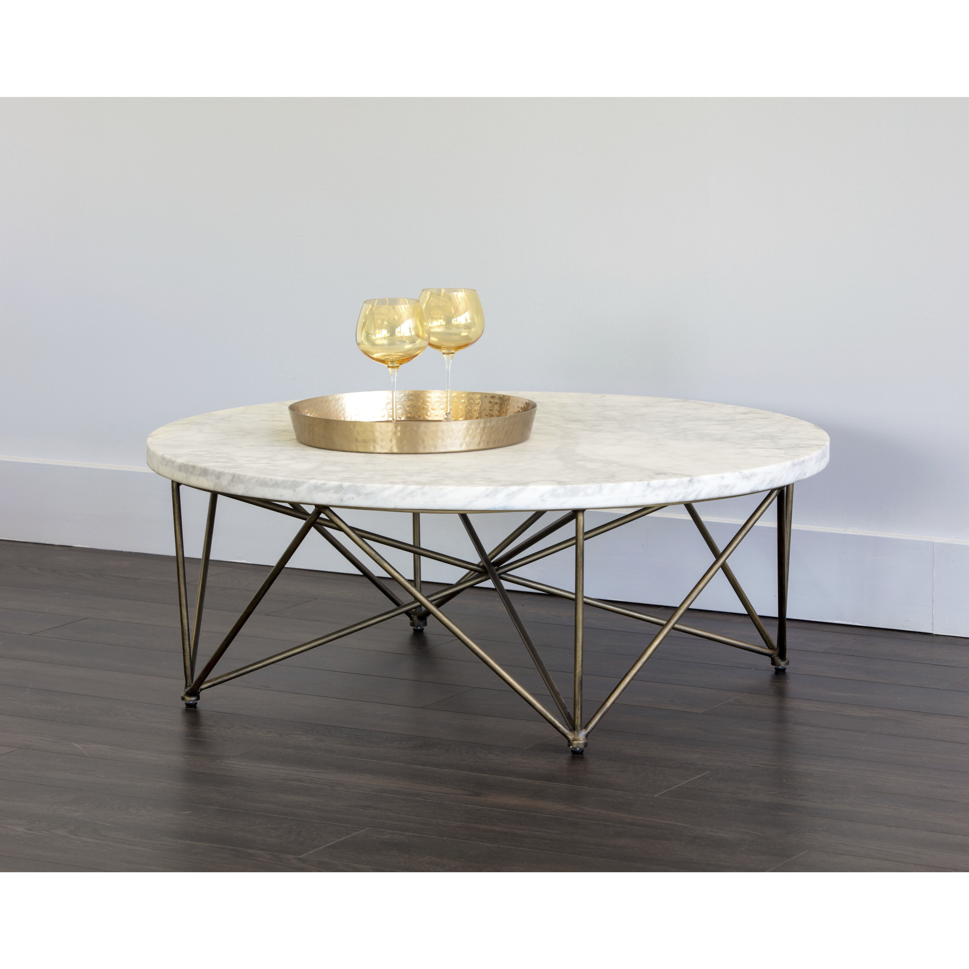 Skyy 40 X 15 inch White / Antique Brass Coffee Table